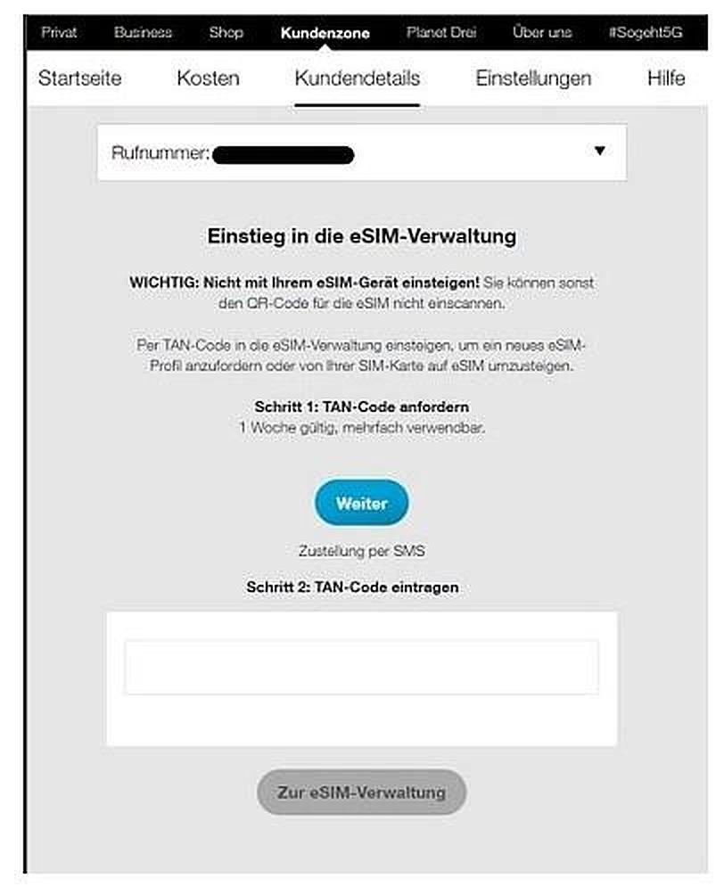 Schritt 3: eSIM-Verwaltung starten