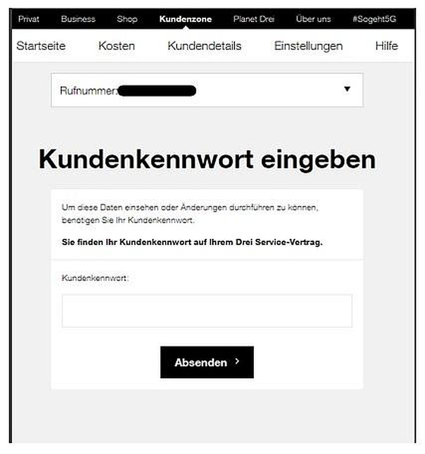 Schritt 4: Kundenkennwort eingeben